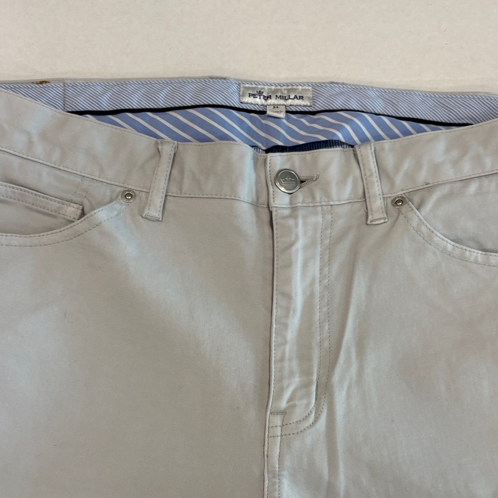 Peter Millar Light Gray sueded sateen five pocket pant 34-32
